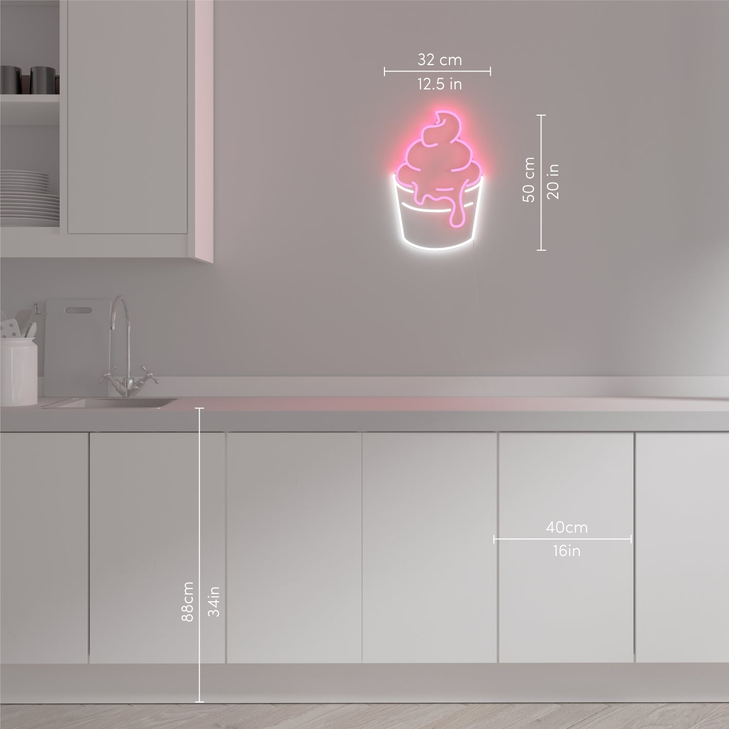 Soft serve (Ice cream), neon LED sign